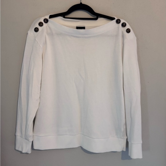 Who What Wear Tops - Who What Wear Size XL White Sweater/dressy Sweatshirt with Button Detail